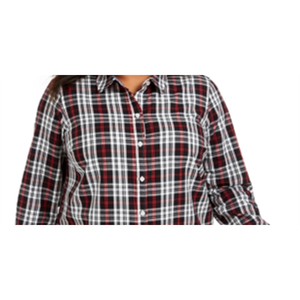 Camicia da donna Charter Club taglie forti XL Ilanna in cotone a quadri con bottoni, blusa formale casual in popeline, stile western, opzioni maniche lunghe o corte - Product Image 2