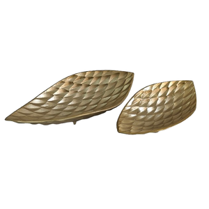 Ensemble de 2 plateaux de service pour la maison Hôtel Ustensiles de cuisine Couleur dorée pour cuisine et restaurant Plateau de service moderne en aluminium - Product Image 1