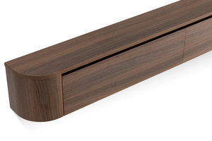Modern Floating TV <b>Stand</b> Curved Edge Wall Mounted Wooden Media Console Walnut Entertainment Center - Product Image 4