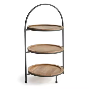 Présentoir à gâteau rond en métal doré à 2 niveaux fait à la main pour l'affichage de gâteaux lors de mariages et de fêtes par Decor impex - Product Image 2