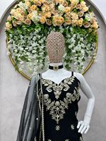 Fabzone Kurta Palazzo pour femmes, broderie lourde, georgette, inspiré de l'actrice de Bollywood Kangana, tenue de soirée, Fabzone Sharara