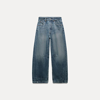Jean Ballon Personnalisé Taille Moyenne Décontracté pour Femme – Sexy, Mignon, Décontracté, Ample, en Denim Délavé avec Poches