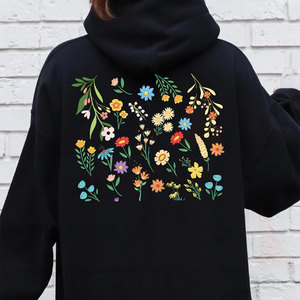 Sweat à capuche de haute qualité personnalisé, coloré, à enfiler, pour femme, imprimé jardin, lourd, broderie écologique de qualité supérieure, nature - Product Image 4
