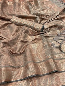 2024 Hot Selling Hand Woven Latest Design Indian Kanjivaram Silk <b>Saree</b> <b>Blouse</b> for Special Occasion& Casual Days Wear - Product Image 2
