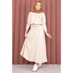 Conjunto Casual de Dos Piezas para Mujer, Top Corto y Falda con Pedrería, Ropa Deportiva Corta y Ajustada con Estampado de Rayas para Verano - Product Image 1