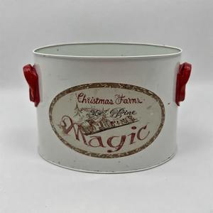 Maceta de cubo decorativa con abalorio de Yuletide galvanizado para arreglos navideños, uso en jardín al aire libre, duradero, ligero, de imitación - Product Image 1