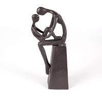 Mère et enfant tendre étreinte Sculpture en métal couleur noire enduit en laiton support stable Accents décoratifs pour la maison décor de Table