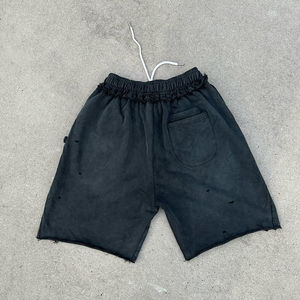 Custom Logo 100% Cotton French Terry Sweat <b>Shorts</b> for Men Acid Wash Vintage Style <b>with</b> Raw Edge Distressed Casual OEM Service - Product Image 6