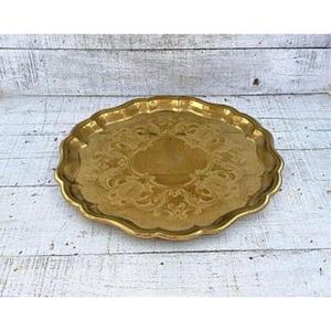 Premium Decorative Brass Serving <b>Tray</b> Adding <b>Warm</b> Glow And Regal Charm To Dining And Living Spaces - Product Image 1