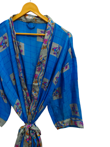 Robe portefeuille indienne tunique sari robe robe de mariée robe de maternité robe cadeau robe de plage fête porter indien imprimé soie sari kimono, - Product Image 5