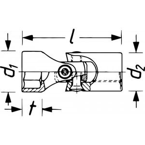 Hazet 3/8'' <b>Universal</b> Joint <b>Socket</b> 6-Point Hexagonal with Hinge Square and Traction Profile - Product Image 2
