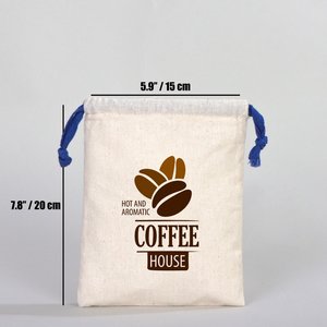 Customizable Dark Blue Organic Cotton Fabric <b>Pouch</b> with Screen Printing 6 W X 8 H (15.5 cm X 20 Cm) for Personalized Gifts - Product Image 3