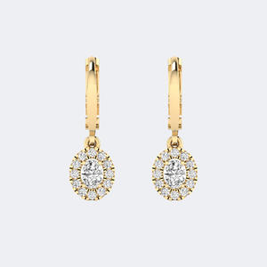 0.20CTW Round Diamond Halo Cluster Drop <b>Earrings</b> Pave Prong Set Linear <b>Dangle</b> <b>Earrings</b> in Solid Gold <b>Fine</b> Jewelry for Women - Product Image 1