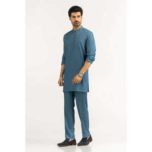 Trajes de Estilo Slim Fit para Hombre KP-BSC25-013, Conjuntos de Ropa Exterior Azul Cielo, 100% Algodón, Ropa Oriental - Product Image 4