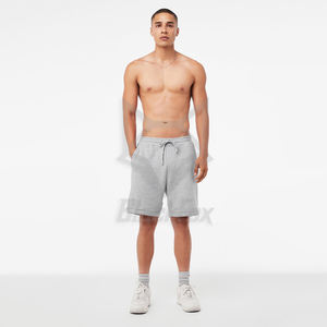 Short de survêtement tissé écologique pour hommes, long cordon de serrage, logo personnalisé, imprimé par transfert de chaleur, vêtements de rue en coton et polyester à motif uni - Product Image 4