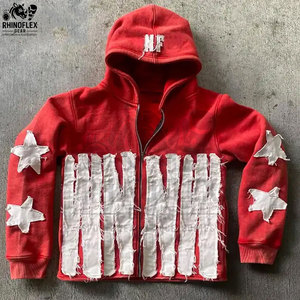 เสื้อฮู้ดดี้ผ้าฟลีซแบบซิปปักลายสไตล์วินเทจสำหรับผู้ชาย คอลเลคชั่นใหม่ ผลิตจากผ้าโพลีเอสเตอร์/คอตตอนผสมคุณภาพสูง - Product Image 3