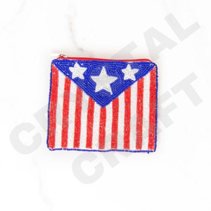 Pochette à monnaie USA Portefeuille personnalisé en perles de rocaille Beau cadeau de maman-Design coeurs pour filles - Product Image 1