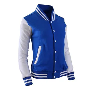 울 바디와 가죽 소매를 가진 새로운 스트리트웨어 스타일 대표팀 재킷 여성용 대표팀 재킷