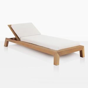 Chaise longue de haute qualité et bon marché en bois de teck massif avec coussin extérieur résistant au soleil - Product Image 6