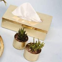 Couvercle de boîte à mouchoirs en laiton métallique élégant pour table à manger et chambre à coucher Boîte à mouchoirs en laiton faite à la main de luxe pour hôtel et restaurant