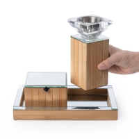 Ensemble de brûleur à encens en bois et acrylique de luxe avec support à bakhoor en métal, plateau moderne, décoration d'intérieur pour le Ramadan, utilisation à domicile au Moyen-Orient et au Golfe