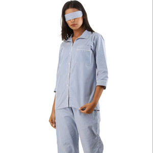 Traje de noche de algodón para mujer Conjunto de pijama estampado Vestido Ropa de dormir Monos y monos - Product Image 1