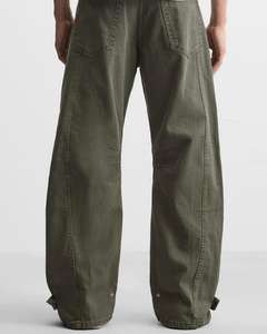 High Quality Custom <b>Men's</b> <b>Baggy</b> Jeans Solid Pattern Vintage Style Trousers with Drawstring Closure <b>Mens</b> Denim Pants Casual Style - Product Image 4