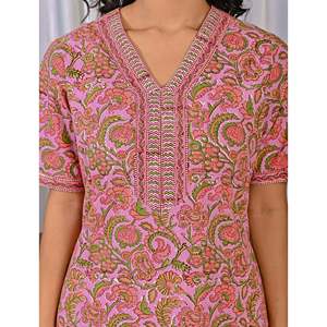 Vestido de Dormir 100% Algodón con Estampado Jaal Hecho a Mano, Camisón Suave Tejido con Diseño Floral y Cierre de Botones, Talla 3XL para Damas de Honor - Product Image 4