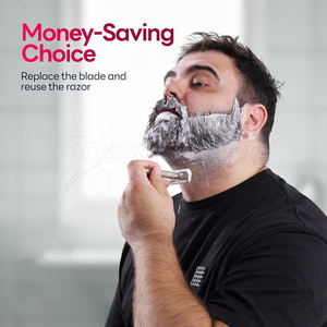 Rasoir de sécurité avec manche en métal de qualité supérieure et lames remplaçables pour un rasage écologique, lisse et confortable - Product Image 3