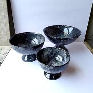 Bols à fruits et salade en résine écologique moderne de taille fantaisie avec bols de service faits à la main de qualité supérieure en agate multicolore - Product Image 4