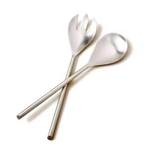 Ensemble de deux cuillères et fourchettes à salade en acier inoxydable, ustensiles de cuisine pour restaurant, outil de cuisine, gadget - Product Image 1