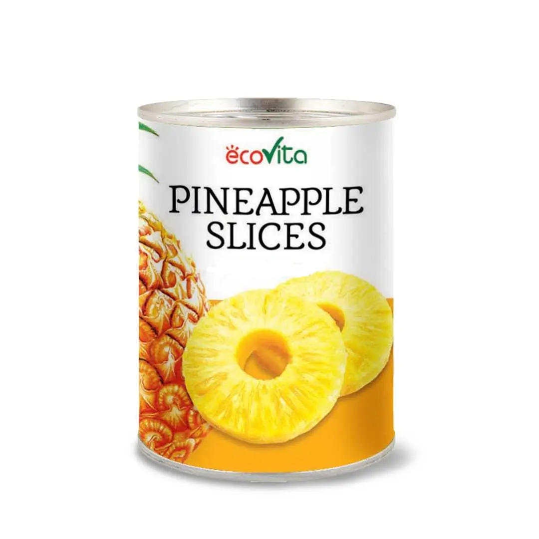 Special offer ISO HACCP Premium Quality Vietnam ECOVITA CANNED PINEAPPLE SLICES in PINEAPPLE JUICE 580ml 20oz