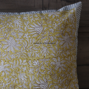 Impression de bloc de main imprimé jaune sur taie d'oreiller en lin poly housse de coussin d'oreiller de printemps - Product Image 2