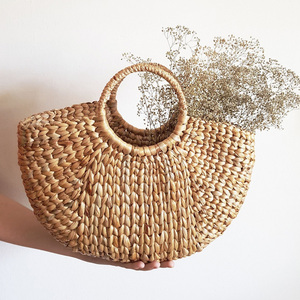 Sacs en jacinthe d'eau, sac en paille de couleur naturelle, sac à main tissé, fabricant de sacs à main, prix direct - Product Image 6