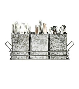 Porte-couverts galvanisé de qualité exclusive 3 sections design attrayant vaisselle de table support de rangement des couverts pour accessoires de table - Product Image 1