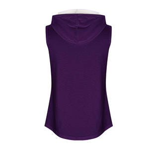 Sweat-shirt pull sans manches respirant à la mode pour femmes, sweat à capuche avec logo personnalisé en violet avec coupe ajustée - Product Image 2