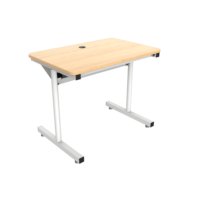 Bureau convertible VersaDesk Basic blanc/érable, hauteur réglable, surface de qualité commerciale, pliable, extensible, contemporain
