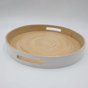 Plateau en bambou filé de couleur grise accessoires de décoration intérieure plateaux de service les moins chers pour bonbons, bonbons et gâteaux - Product Image 1