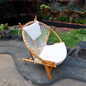 Modern Design Indoor and Outdoor Leisure <b>Lounge</b> <b>Chairs</b> Teak Solid Teak Wood with Woven Rope Seat Backrest for Hotel <b>Living</b> <b>Room</b>. - Product Image 6