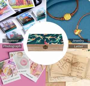 Hermosa caja de madera hecha a mano Mango Acacia Pino Madera Esmalte estético Impresión Colgante de pared Almacenamiento de joyas Caja de madera decorativa - Product Image 5