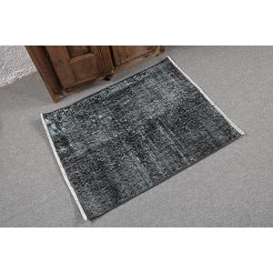 Tapis turc 2,5 x 3,1 pieds, petit tapis vintage, tapis à imprimé animalier noir - Product Image 2