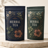 Sachet d'emballage personnalisé imprimé pour tisanes en vrac avec fermeture éclair, pochette alimentaire anti-humidité à fond plat pour aliments pour animaux de compagnie et chewing-gums
