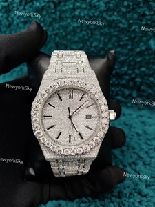 Nouveau Design Hiphop Bling Analogique Montre En Acier Inoxydable Glacé VVS Clarté Moissanite Diamant Clouté Haut Cadran Mode Indien - Product Image 2