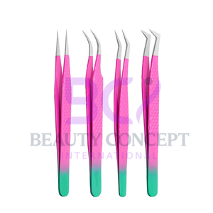 4 Pcs Premium Quality Pink Straight Curved L-Shape Eyelash Extension Tweezers Stainless Steel Material for Eyelash Grafting - Product Image 6