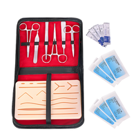 Kit Completo de Práctica de Sutura para Estudiantes de Medicina Veterinaria, 18 Piezas, Almohadilla de Silicona Compuesta de 7x5 Pulgadas, 6 Suturas de Seda, 5 Cuchillas Reutilizables