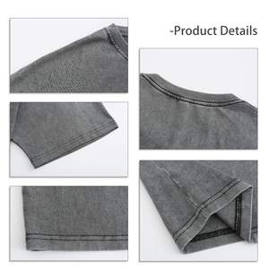Streetwear <b>Grey</b> Color Men Acid Wash Polyester/Cotton Quick Dry Eco-Friendly <b>T</b>-<b>shirts</b> Wholesale Low Price Factory Made - Product Image 6