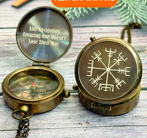 Boussole gravée de qualité supérieure, boussole en laiton personnalisée avec étui en cuir, cadeaux pour mari, cadeaux pour couples, cadeaux de Noël - Product Image 2