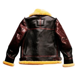 Vestes en cuir Shearling pour hommes, classiques, chaudes, écologiques, respirantes, mode hiver, usage quotidien, logo sur le devant - Product Image 3