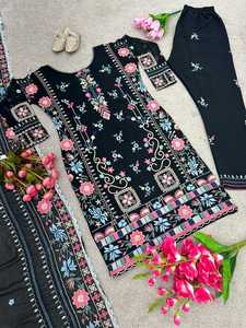 Présentation de nouveau Designer Party Wear Look Top pantalon et Dupatta avec broderie lourde travail traditionnel tenue occasionnelle robe costume - Product Image 4