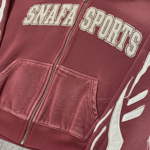 Tracksuit Men Two Piece Distressed <b>Embroidery</b> Men's Tracksuit 100% Cotton Acid Wash Zip up Hoodies And Sweatpants <b>Set</b> - Product Image 6